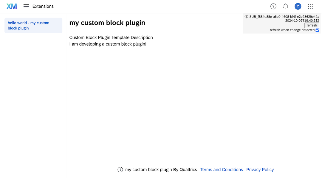 Custom Block Extensions UI After making changes