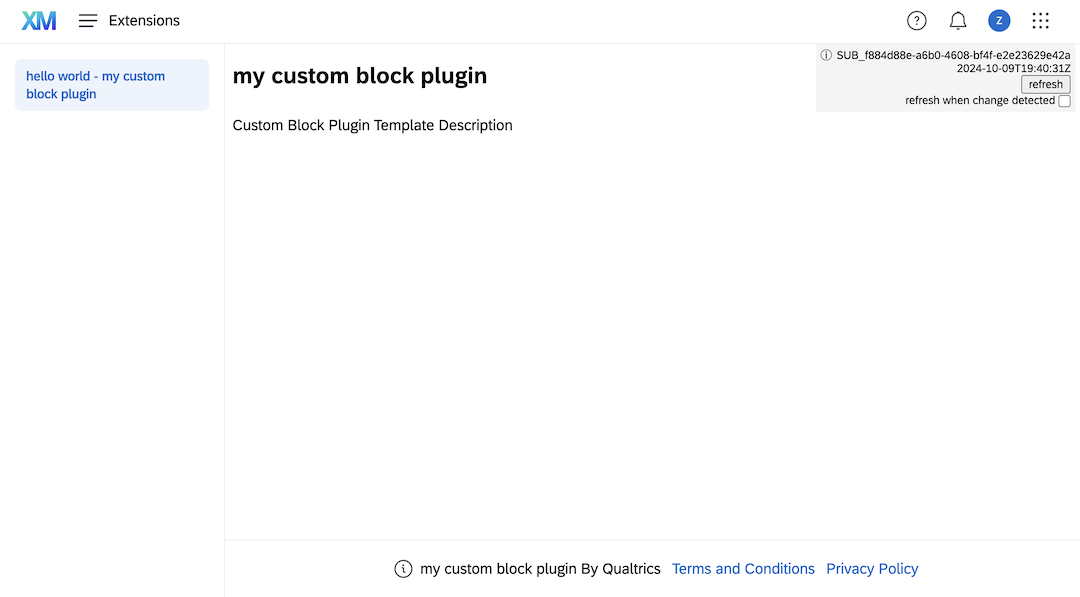 Custom Block Extensions UI Hello World Example