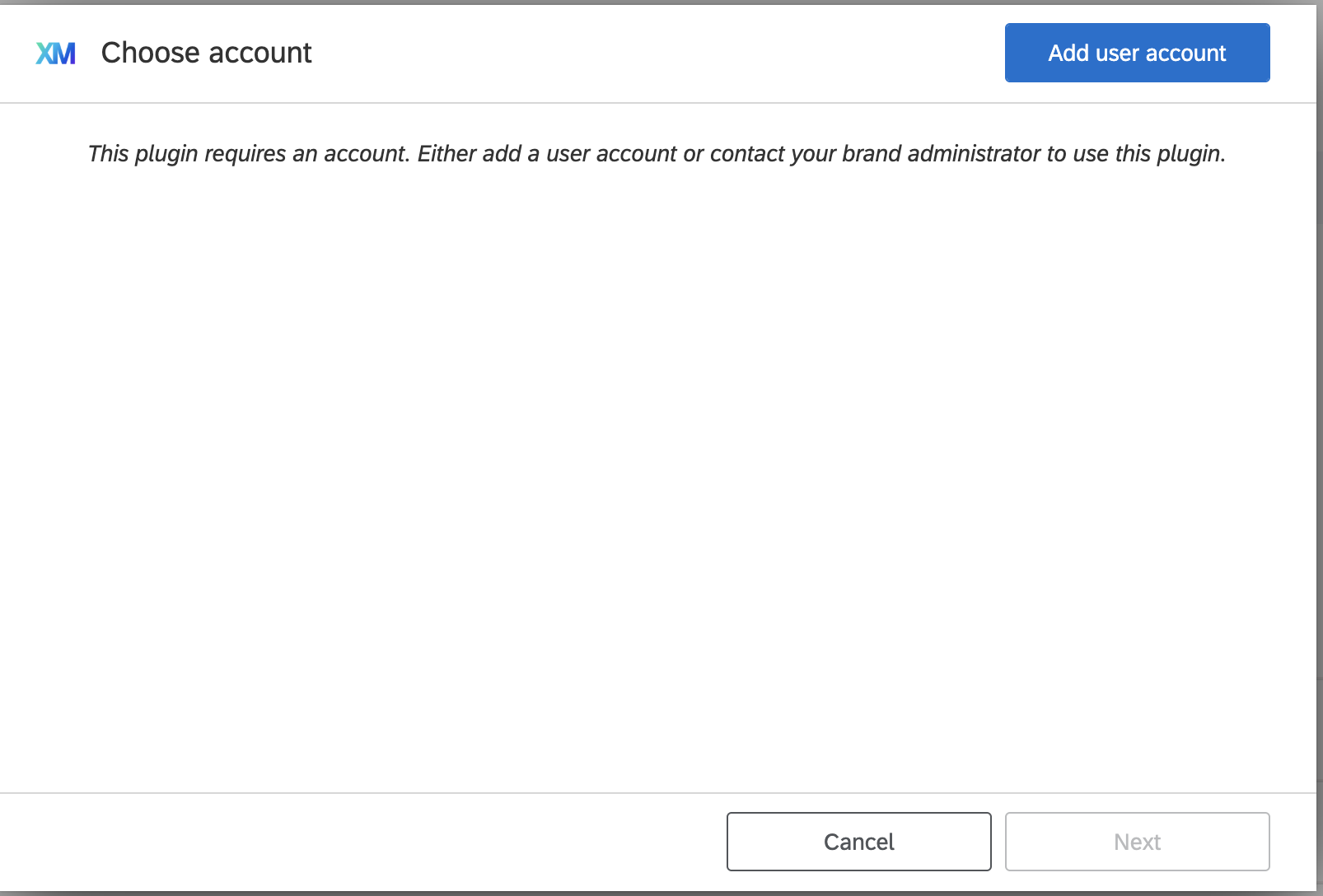 Choose auth account screen