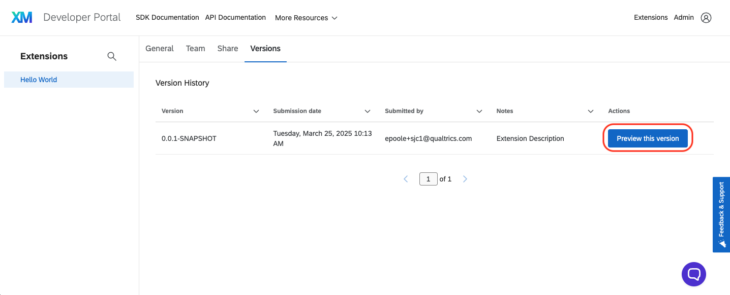 Preview your extension